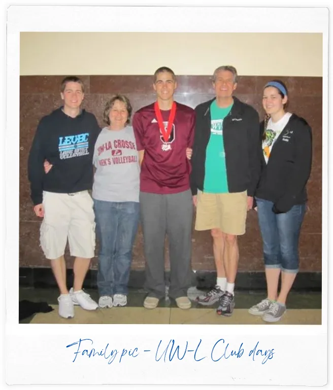 Kyle and his family after a UW-L Men's 6s Club Indoor Volleyball match in La Crosse, WI