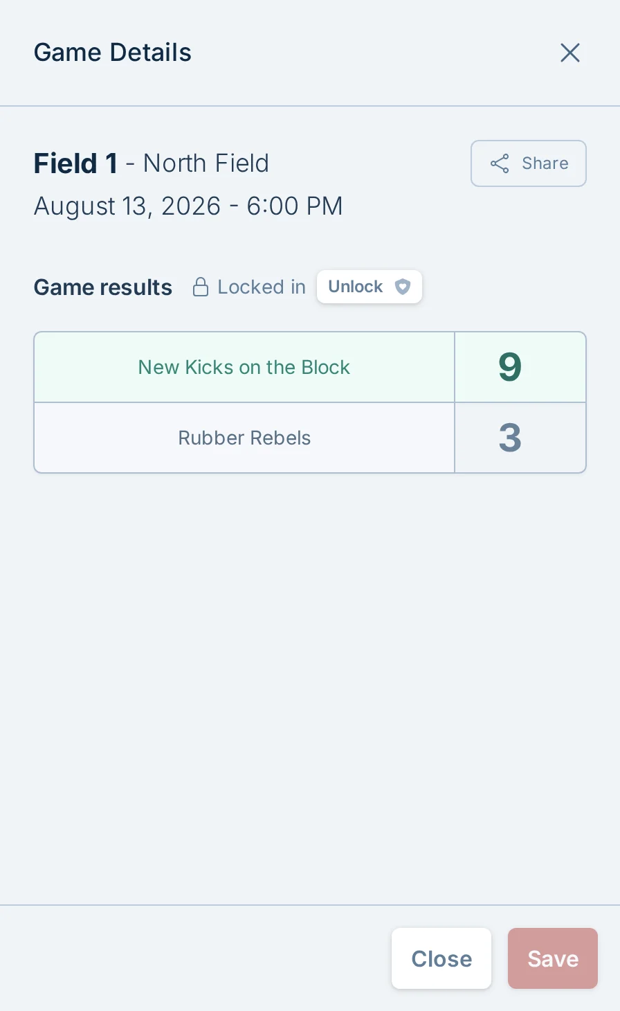 Report game scores form in kickin.love, a kickball score reporting tool