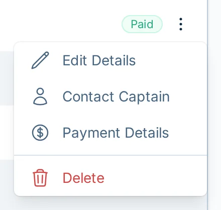 Team actions menu in kickin.love, a kickball admin app for team management